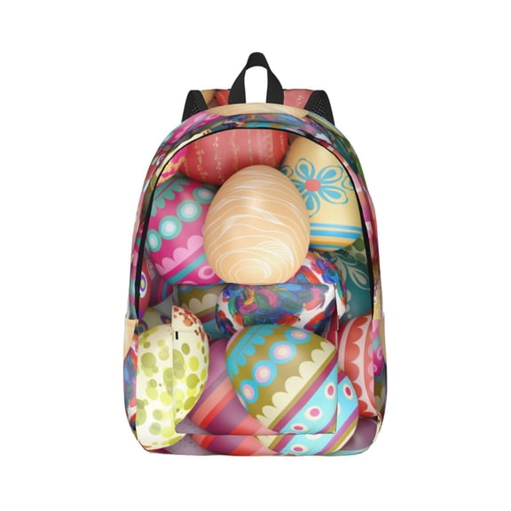Rateoe Easter Eggs Pattern Canvas College Laptop Backpack,Travel Daypack,Durable Rucksack Travel Notebook Bag School Backpack Book Bag for Men Women-Medium