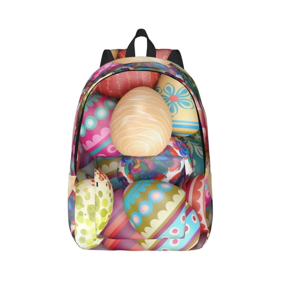 Rateoe Easter Eggs Pattern Canvas College Laptop Backpack,Travel Daypack,Durable Rucksack Travel Notebook Bag School Backpack Book Bag for Men Women-Medium
