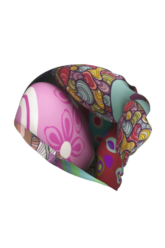 Easter Eggs1 Cotton Slouchy Beanie Hat for Men/Women,Lightweight Oversize Large Thin Skull Cap Night Sleeping Cap
