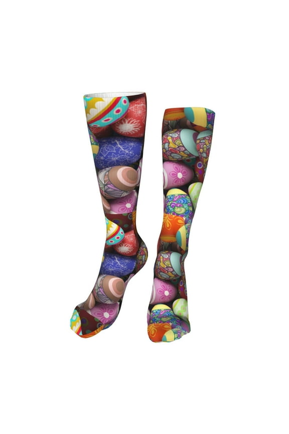 Easter Eggs1 print Women's Men's Novelty 20in Crew Socks Cotton Socks Knee High Socks for Walking,Running,Nurses,Pregnancy-One Size