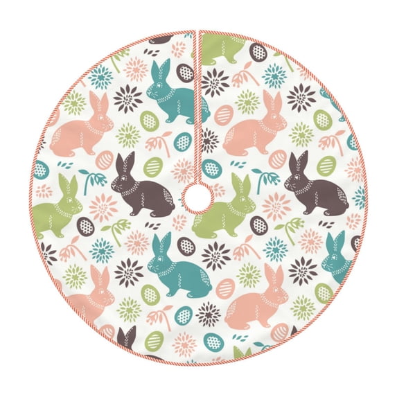 Rateoe Easter Rabbit Pattern Christmas Tree Skirt with Ties , Christmas Tree Decorations, Farmhouse Christmas Decor Xmas Holiday Decorations-