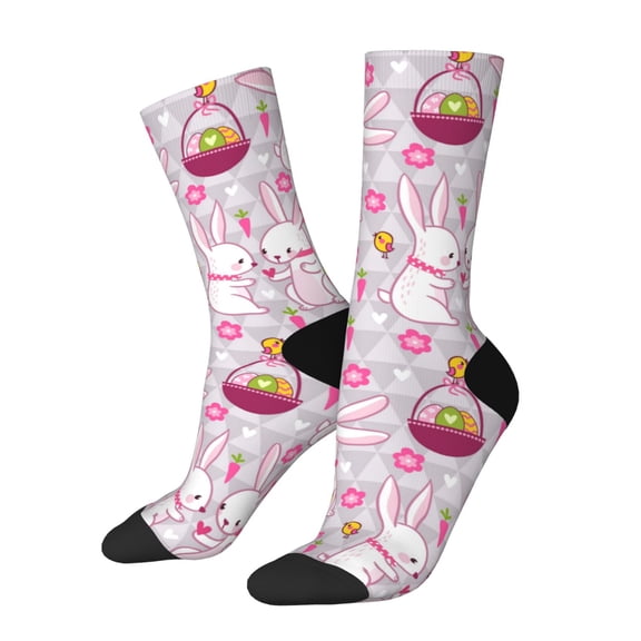 Rateoe Easter Rabbit for Women Casual Calf Socks - Cute Crew Socks - Thin Soft Above Ankle Socks Size 5-11