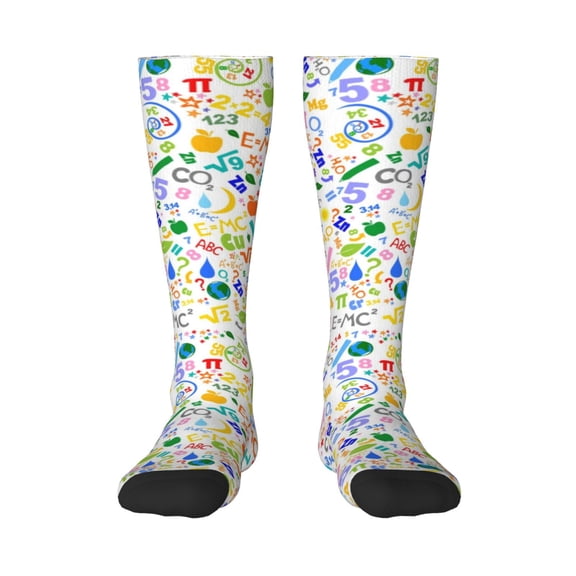 Rateoe Education And Science Pattern Women’s Knee High Crew Socks,Trouser Socks Comfortable, Breathable, Moisture-Wicking and Soft