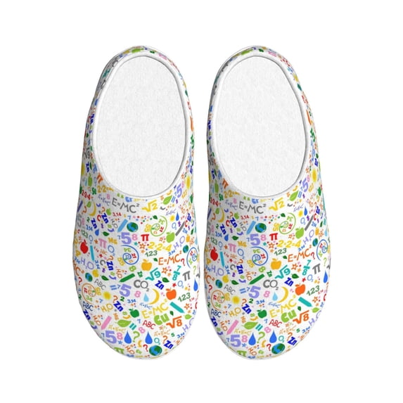 Rateoe Education And Science Print Women's Men's Cotton Knit Slippers Lightweight Memory Foam Indoor House Shoes with Anti-Skid Sole-39/40