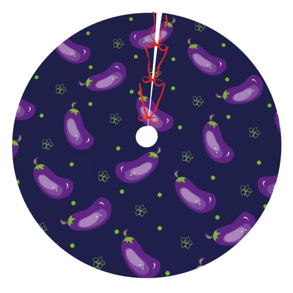 Rateoe Eggplant Print Christmas Tree Skirt 30" for Xmas Holiday New Year Party Circle Tree Mat Ornaments Decoration
