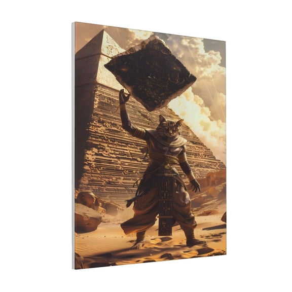 Rateoe Egyptian Cat Pharaoh Magic Pattern Decorative Picture – Unique Modern Wall Art, Ready-to-Hang Canvas Print for Home (Vertical)