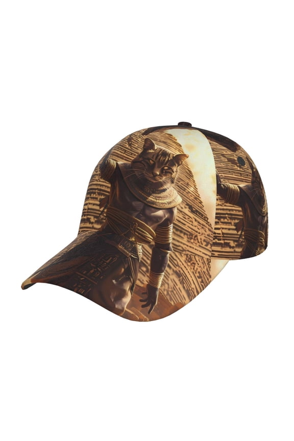 Egyptian Cat Pharaoh Magic Pattern Mens Baseball Cap  Adjustable Curved Brim Hat, Soft Cotton Sports Cap for Outdoor, Casual, and Everyday Wear, Comfortable & Breathable