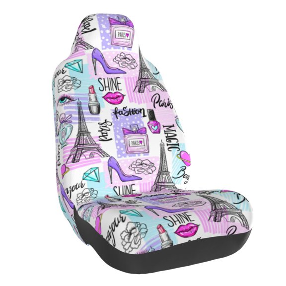 Rateoe Eiffel Tower and Hearts Print Car Seat Cover,Elastic Car Seat Protector,Washable Durable Automotive Seat Cover Car Interior Accessories