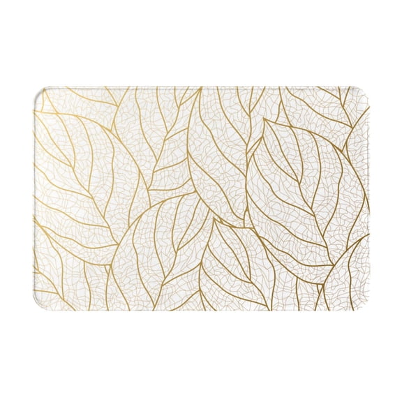 Rateoe Elegant Gold Leaf Pattern Pattern Flannel Door Mat Indoor Outdoor Entrance, Waterproof All-Weather Doormat,Fade Resistant, Low Profile Entryway Mat 16x24in