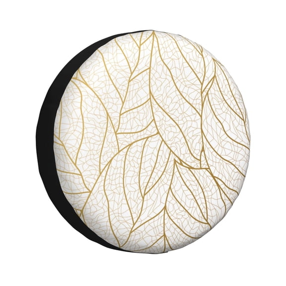 Rateoe Elegant Gold Leaf Pattern Pattern Tire Cover Wheel Protectors Weatherproof Wheel Covers Universal Fit for Trailer Rv SUV Truck Camper Travel Trailers Accessories-