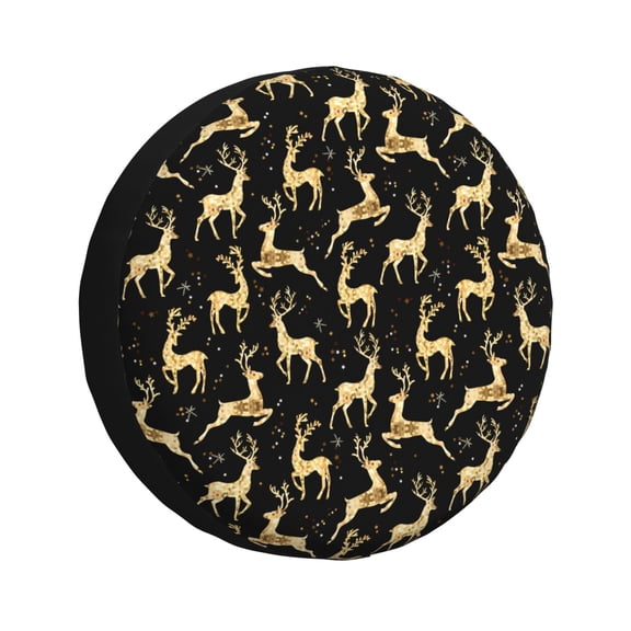 Rateoe Elegant Gold Moose Pattern Tire Cover Wheel Protectors Weatherproof Wheel Covers Universal Fit for Trailer Rv SUV Truck Camper Travel Trailers Accessories-17 inch