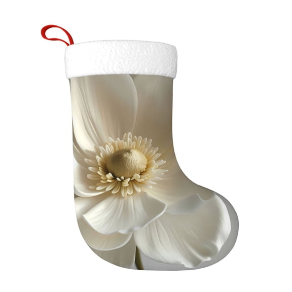 Rateoe Elegant Ivory Flower Print Christmas Stockings,18 Inch Large Christmas Stockings Decoration Ornaments for Holiday Home Fireplace Indoors