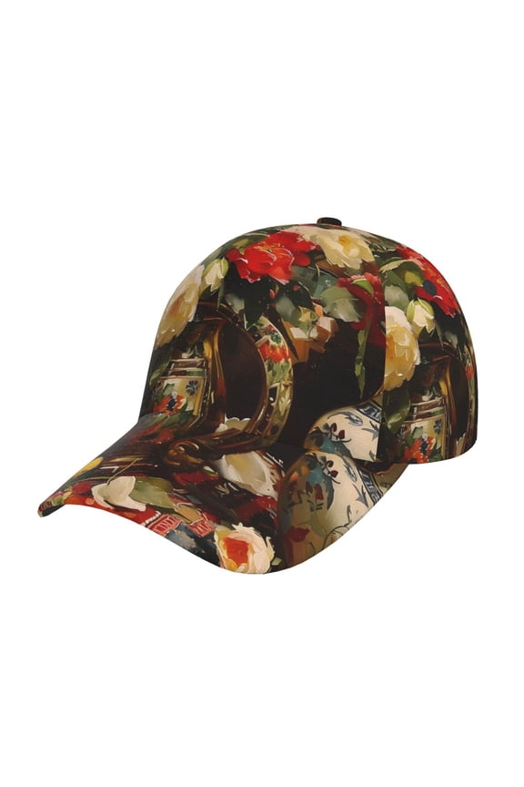Elegant Still Life Roses Pattern Mens Baseball Cap  Adjustable Curved Brim Hat, Soft Cotton Sports Cap for Outdoor, Casual, and Everyday Wear, Comfortable & Breathable