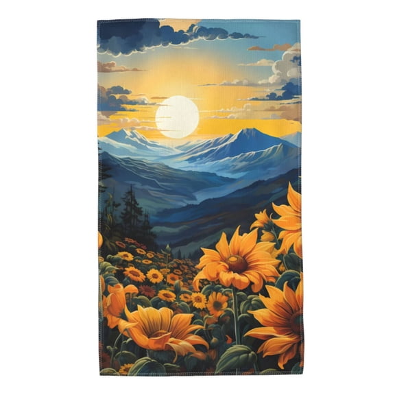Rateoe Elegant Sunset Sunflower Pattern Microfiber Towel, Beach Towel, Pool Towel, Quick-dry Travel Towel, Soft and Plush towel, Absorbent Towel-27.5x16 Inch