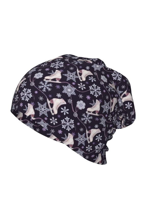 Elegant ice skates snowflakes A Kids Beanie Warm Knit Beanie Hats Boys Girls Winter Hat Soft Slouchy Hats for Kids