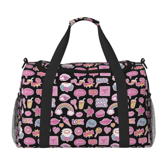 Rateoe Elements Pattern Gym Bag for Women, Duffle Bag for Travel with Wet Pocket, Carry on Weekender Bags for Women, Water Resistant Travel Bag Duffel Bag