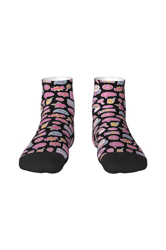 Elements Pattern Quarter Crew Socks,Toe Seamed Ankle Socks,Cotton Cushioned Breathable Athletic Crew Sports Socks