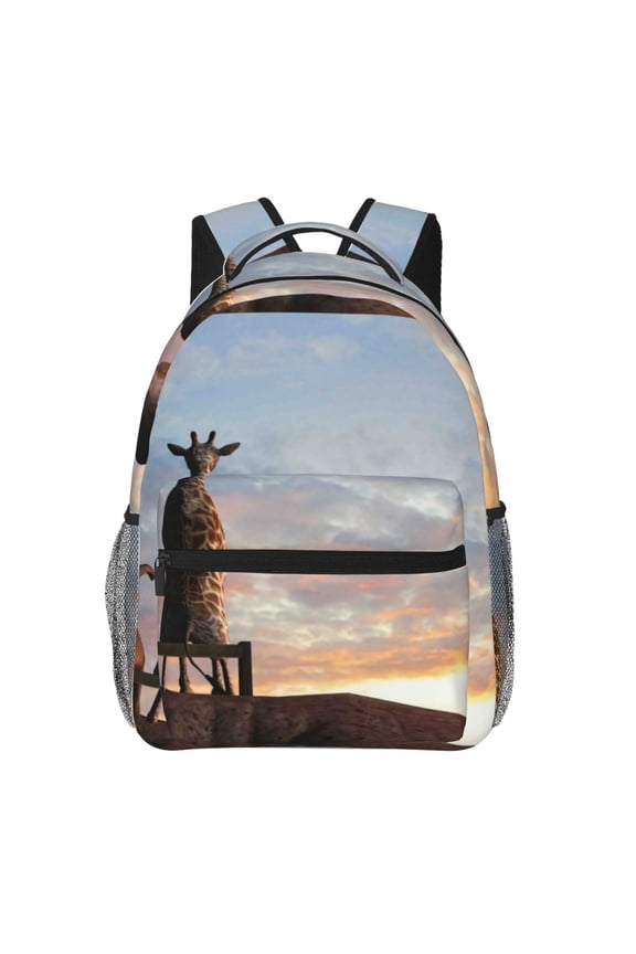 Elephant Giraffe Pattern Casual Backpack for School, Work, Travel  Adjustable Straps, Multiple Compartments  Ergonomic Design, Fits Laptops and Tablets