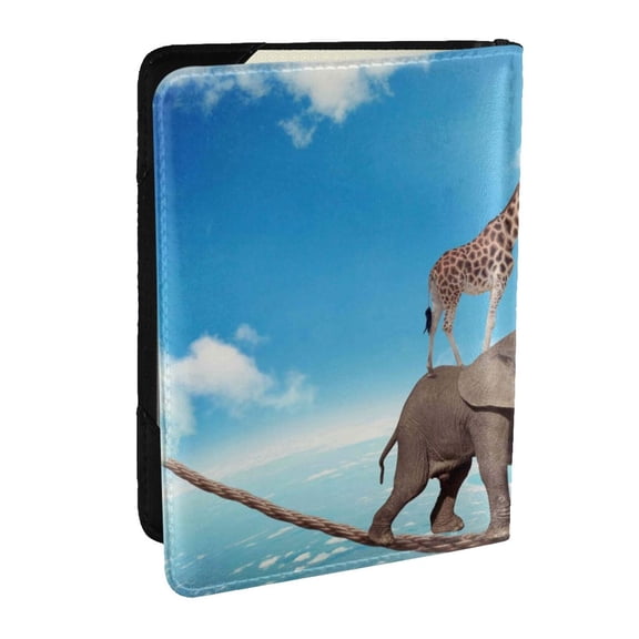 Rateoe Elephant Giraffe Pattern Passport Holder Wallet Leather Mulit-purpose Travel Wallet Credit Cards Case ,Passport Cover for Women Men-6.5 in