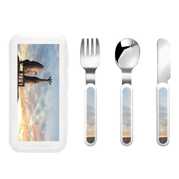 Rateoe Elephant Giraffe for Stainless Steel Kids Silverware Set - Child and Toddler Safe Flatware - Children's Knife, Fork And Spoon Set