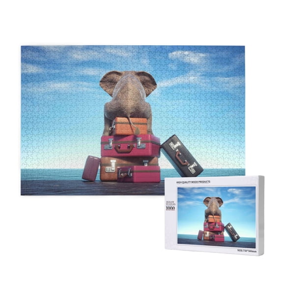 Rateoe Elephant Sits Pattern Wooden Picture Puzzle ,1000 Piece Jigsaw Puzzle ,Family Fun Puzzle, Home Décor Puzzle, Gift Puzzle(Horizontal style)