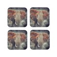 thumbnail image 1 of Rateoe Elephant in Smoke Drawing Drink Coasters Set of 4 Leather Coasters Spill Protection for Table Desk,Durable and Non Slip Leather Coaster ,4 Inches Drink Mats-Square, 1 of 6