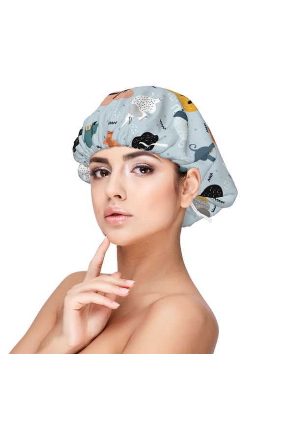 Elephant Tree Pattern Silk Satin Hair Bonnet for Sleeping, Adjustable Sleep Cap Turban for Women , Curly Straight Hair Long Large Braid