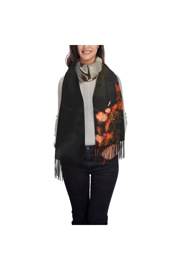 Enchanted Deer In Cave Women's Traditional Scarf Wrap Tassel Shawl Fringes Neck Head Shawl Retro Scarf