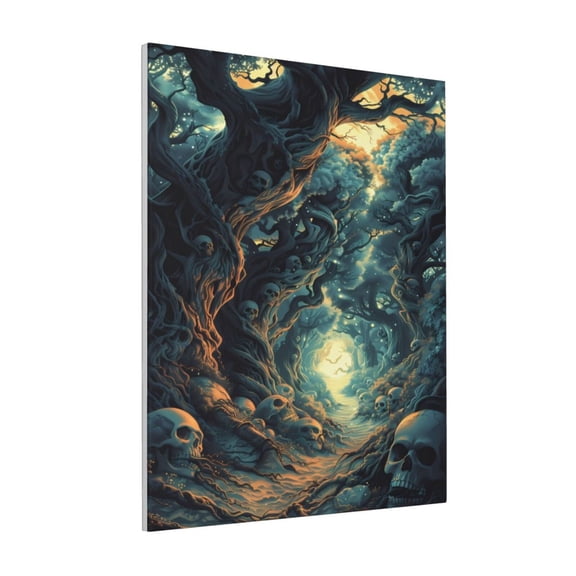 Rateoe Enchanted Forest Skull Path Pattern Decorative Picture – Unique Modern Wall Art, Ready-to-Hang Canvas Print for Home (Vertical)