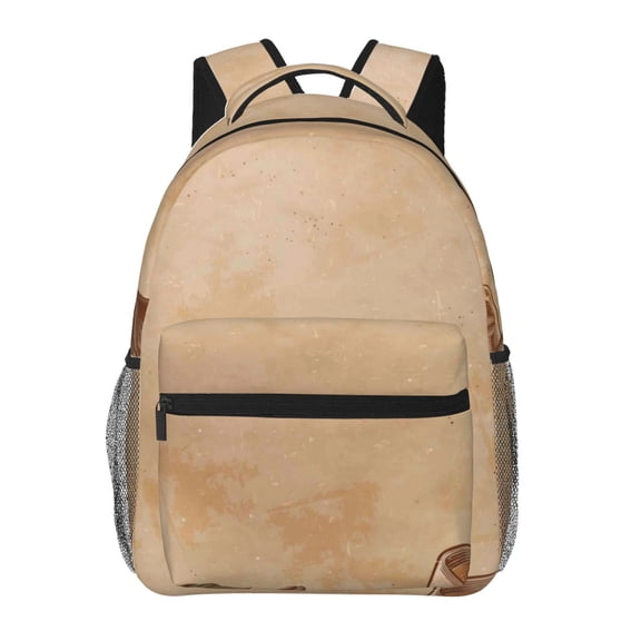 Rateoe Engraved Coffee On Kraft Paper Pattern Casual Backpack for School, Work, Travel – Adjustable Straps, Multiple Compartments – Ergonomic Design, Fits Laptops and Tablets