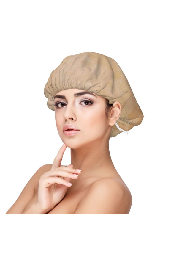 Engraved Coffee On Kraft Paper Pattern Silk Satin Hair Bonnet for Sleeping, Adjustable Sleep Cap Turban for Women , Curly Straight Hair Long Large Braid