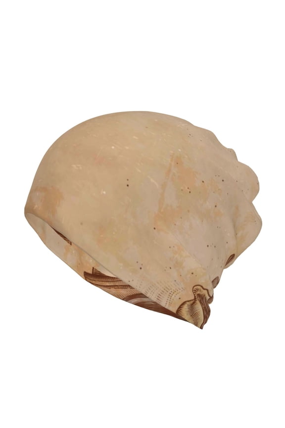 Engraved Coffee On Kraft Paper Cotton Slouchy Beanie Hat for Men/Women,Lightweight Oversize Large Thin Skull Cap Night Sleeping Cap