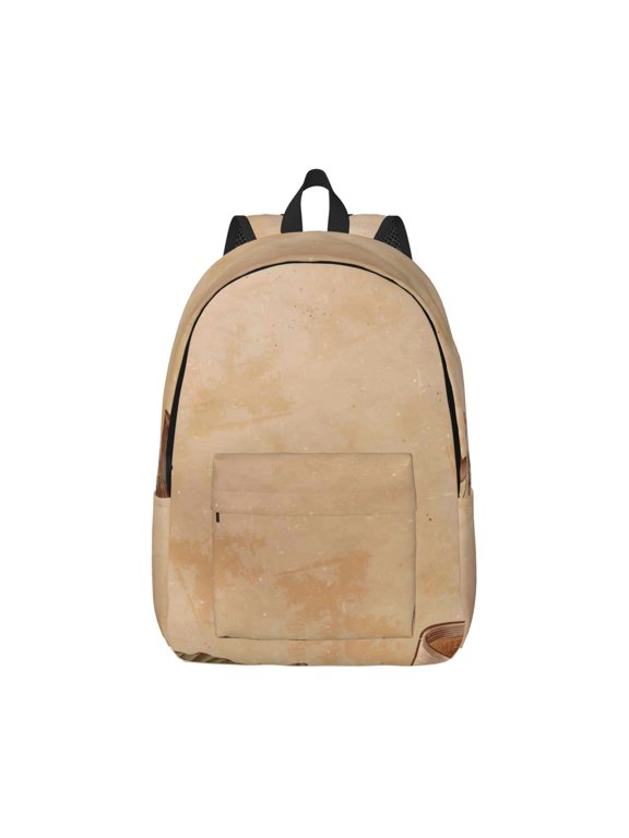 Engraved Coffee On Kraft Paper Pattern Canvas College Laptop Backpack,Travel Daypack,Durable Rucksack Travel Notebook Bag School Backpack Book Bag for Men Women-Medium