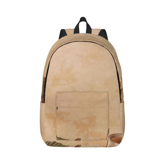 Rateoe Engraved Coffee On Kraft Paper Pattern Canvas College Laptop Backpack,Travel Daypack,Durable Rucksack Travel Notebook Bag School Backpack Book Bag for Men Women-Medium