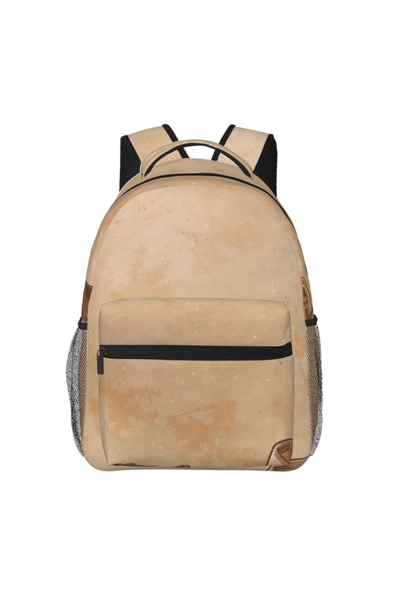 Engraved Coffee On Kraft Paper Pattern Casual Backpack for School, Work, Travel Adjustable Straps, Multiple Compartments Ergonomic Design, Fits Laptops and Tablets