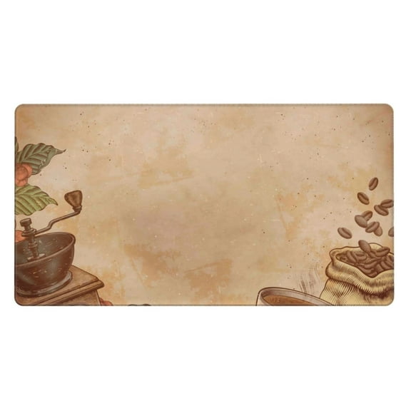 Rateoe Engraved Coffee On Kraft Paper Print Mouse Pad - Extended Large Gaming Mousepad,Non-Slip Stitched Edge,16x29.5 Inch