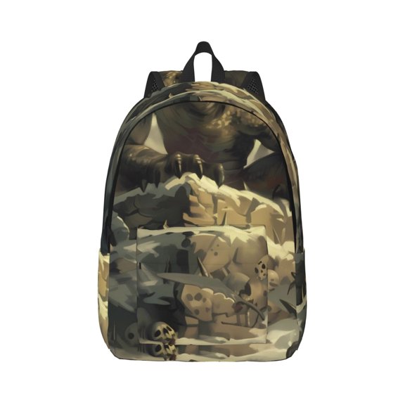 Rateoe Epic Dragon Skull Scene Pattern Canvas College Laptop Backpack,Travel Daypack,Durable Rucksack Travel Notebook Bag School Backpack Book Bag for Men Women-Small