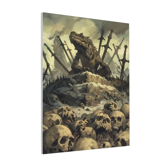 Rateoe Epic Dragon Skull Scene Pattern Decorative Picture – Unique Modern Wall Art, Ready-to-Hang Canvas Print for Home (Vertical)