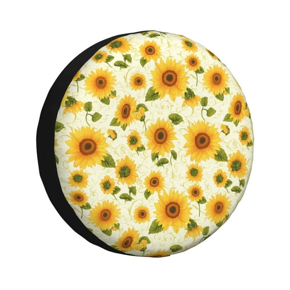 Rateoe European-style Pattern Sunflower Pattern Tire Cover Wheel Protectors Weatherproof Wheel Covers Universal Fit for Trailer Rv SUV Truck Camper Travel Trailers Accessories-15 inch