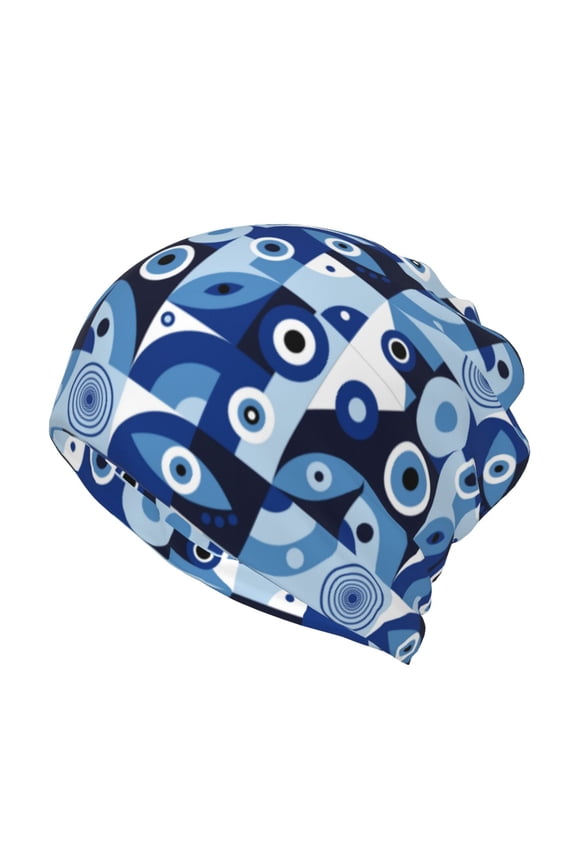 Evil Eye Cotton Slouchy Beanie Hat for Men/Women,Lightweight Oversize Large Thin Skull Cap Night Sleeping Cap