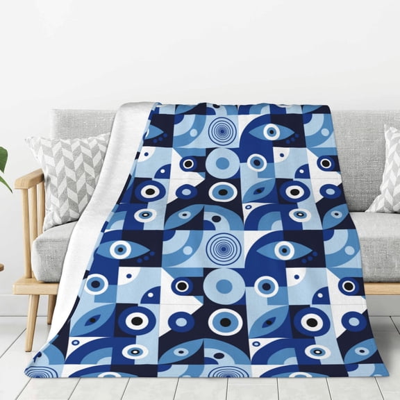 Rateoe Evil Eye Pattern Flannel Throw Blanket, Ultra-soft Blanket for Bed, Couch, Car, Hypoallergenic Anti-pilling blanket-40"x30"(Vertical)