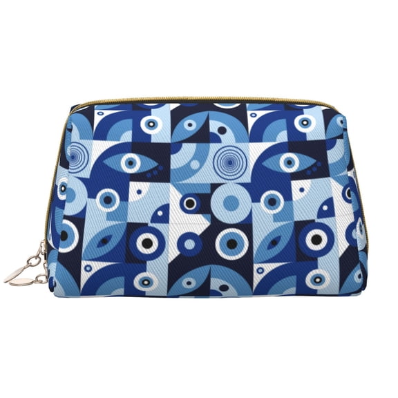 Rateoe Evil Eye for Travel Makeup Bag,Large Capacity Cosmetic Bags for Women,Waterproof Portable Pouch Open Flat Toiletry Bag Make up Organizer