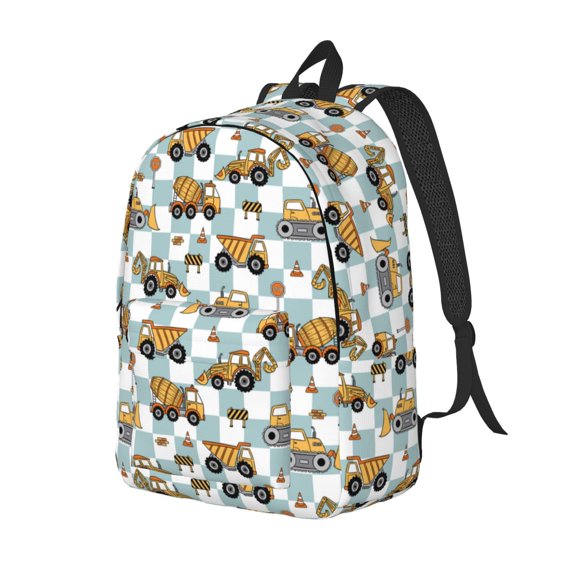 Rateoe Excavator Pattern Durable Canvas Backpack for Men & Women – Stylish & Lightweight – Adjustable Straps, Multiple Pockets – Fits 15-17 Inch LaptopsMedium