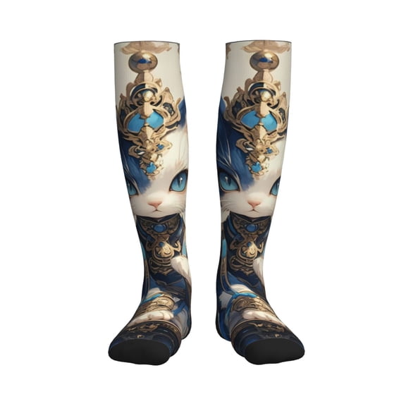Rateoe Exotic Blue Cat Compression Socks for Women and Men 20-30mmHg-Circulation Support Socks Knee High Nurse Pregnant Running Medical and Travel Athletic