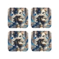 thumbnail image 1 of Rateoe Exotic Blue Cat Drawing Drink Coasters Set of 4 Leather Coasters Spill Protection for Table Desk,Durable and Non Slip Leather Coaster ,4 Inches Drink Mats-Square, 1 of 1