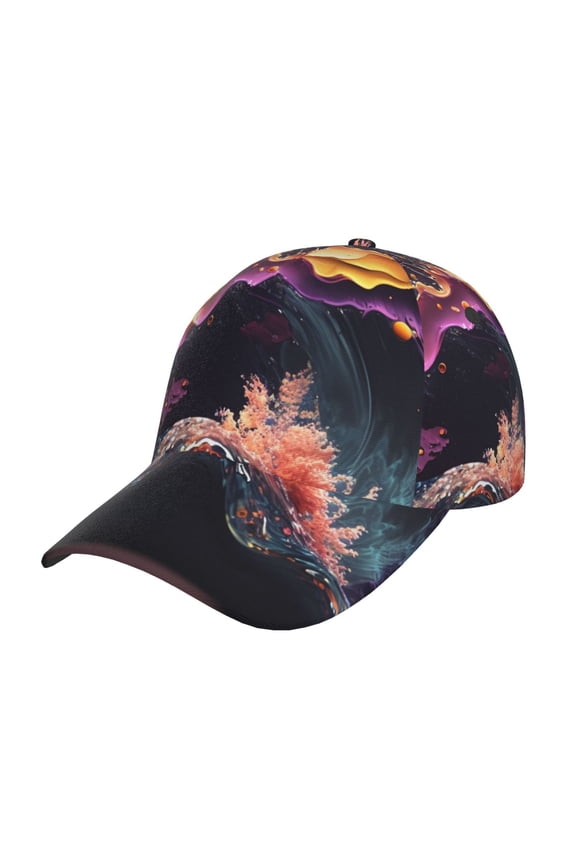 Explosive Fluid Splash Art Pattern Mens Baseball Cap Adjustable Curved Brim Hat, Soft Cotton Sports Cap for Outdoor, Casual, and Everyday Wear, Comfortable & Breathable