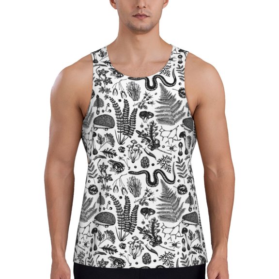 Rateoe Fall Forest Pattern Sleeveless Gym Shirt Muscle Tee Breathable Workout Shirt Slim-Fit Tank Quick Dry Fit Muscle Tank Top Bodybuilding Sleeveless T Shirt-Medium