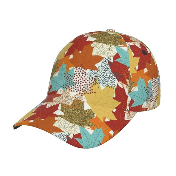Rateoe Fall Maple Leaves Pattern Baseball Cap Outdoor Cap Mountain Dad Hat - Unstructured Soft Cotton Cap-Adjustable UV Protection Cap