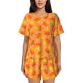 thumbnail image 1 of Rateoe Fall Maple Leaves Pattern Women's Short-Sleeved Pajama Set - 2 Piece Soft and Lightweight Sleepwear Set-3X-Large, 1 of 7