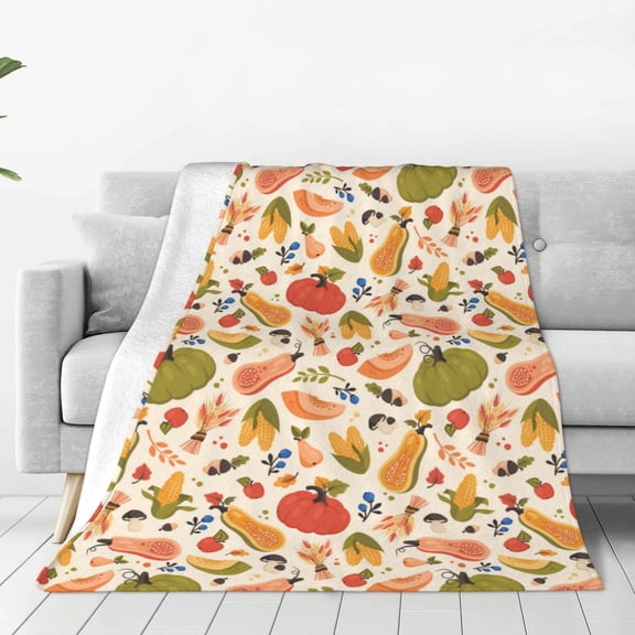 Rateoe Fall Pumpkin Print Fuzzy Fleece Throw Blanket Extra Large,Super Soft,Fluffy and Warm Blankets for Couch,Bed,All Season Use (40"x30")